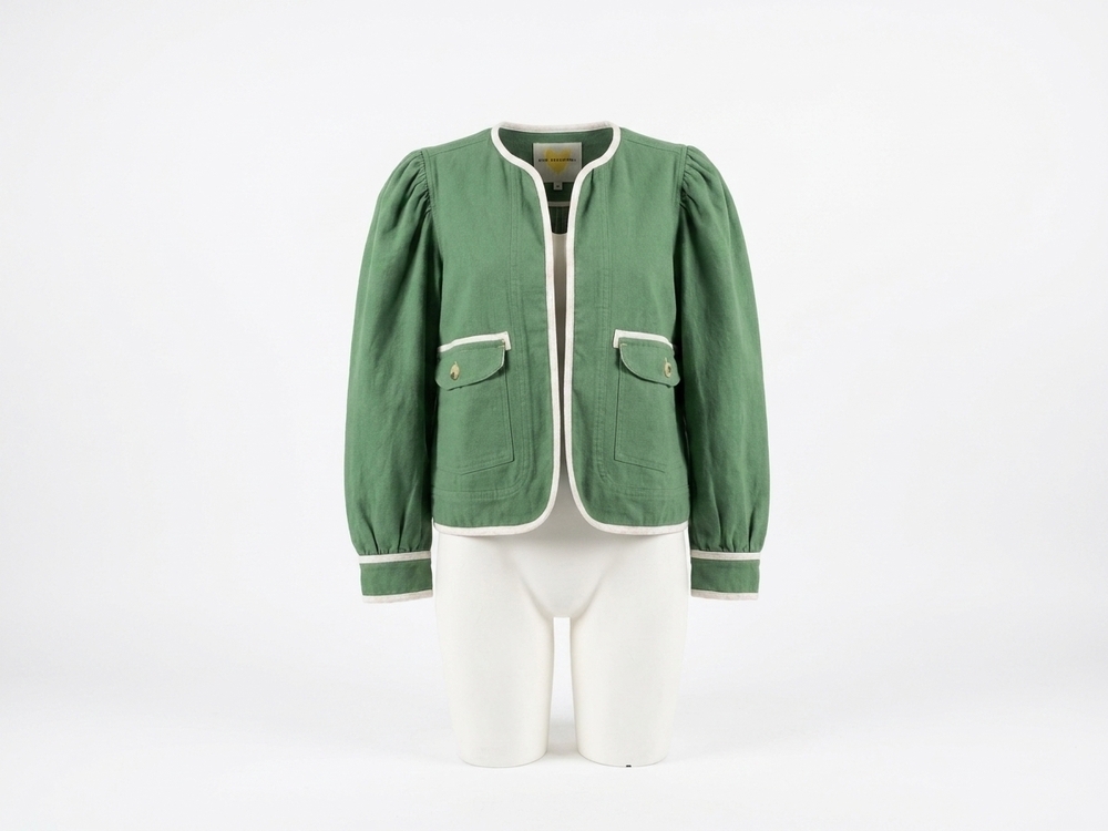 NEW KERRI ROSENTHAL women's morgan ikat beau-lero jacket in olive green